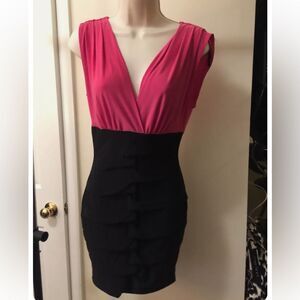 Lily Rose Barbie Pink and Black Fitted Dress Size S